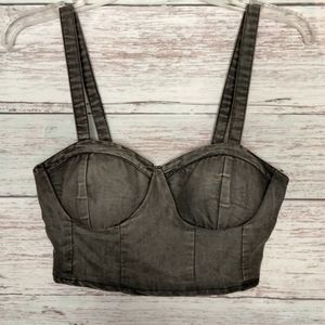 Band of Gypsies Top NWT Black Charcoal Tank crop Ruched